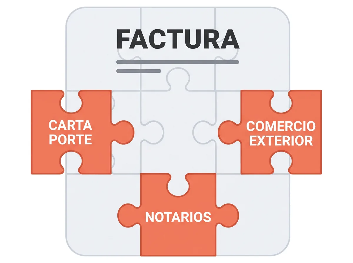 Complementos CFDI 4.0 incluidos: Carta Porte, Comercio exterior y Notarios